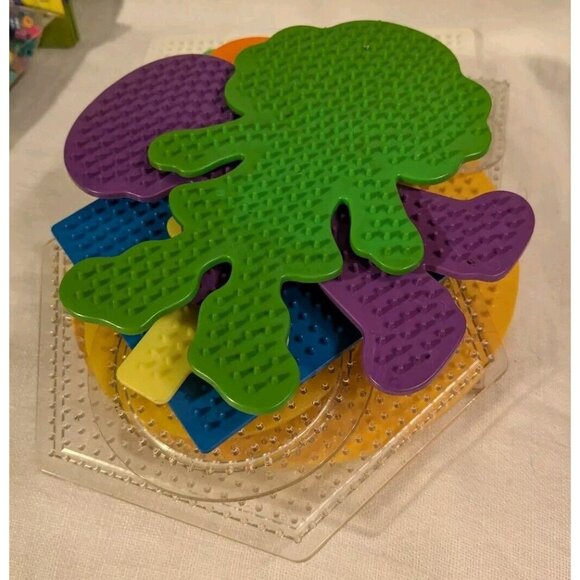 Perler Beads Pegboards Lot Shapes Heart Flower Girl Boy Square Star Booklet Lot - Picture 16 of 16